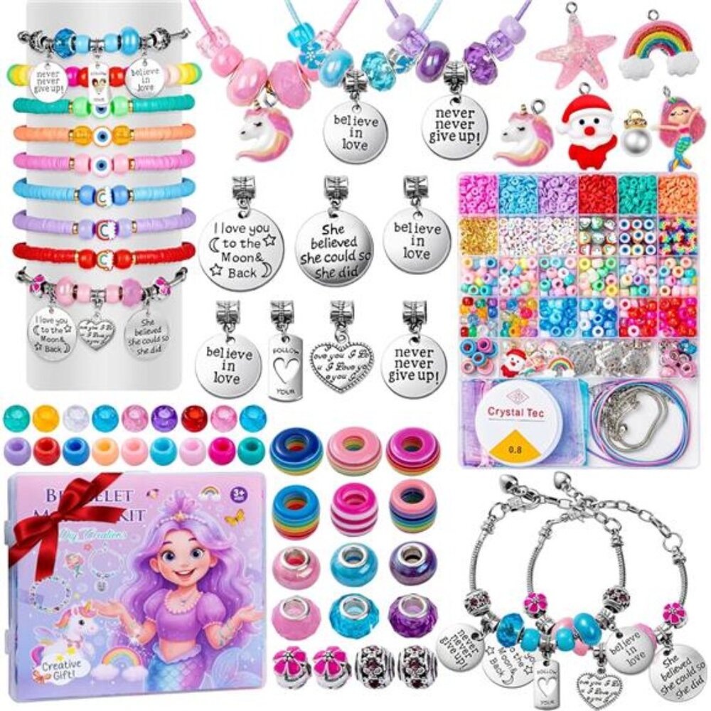 Girls Charm Bracelet Making Kit - 1400+ Pcs Jewelry Making Kit for Kids with